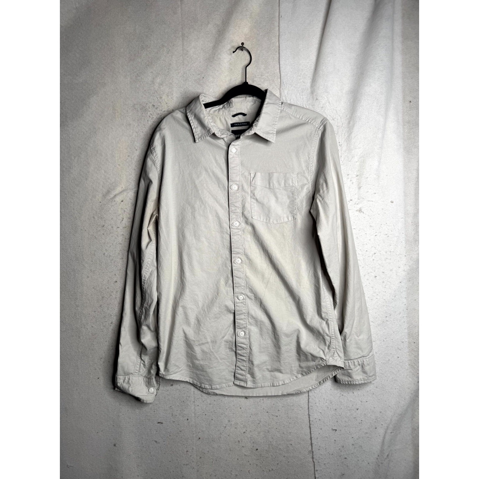 Prana Shirt Mens Medium Gray Tailored Fit Cotton Stretch Chest Pocket Button Up